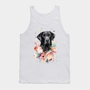 Pet Dog Portrait, Dog Owner Gift Idea, Cute Black Lab Watercolor Dog Portrait Tank Top